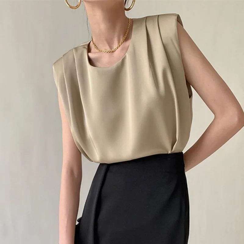 Sleeveless Satin Blouse